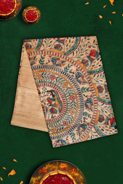 Madhubani Tussar | Handloom Saree | Hand Painted Heritage Art | Earth 5