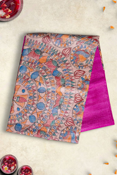 Madhubani Tussar | Handloom Saree | Hand Painted Heritage Art