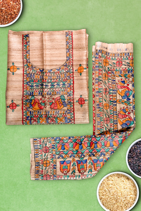 Madhubani Tussar | Handloom 2 Piece Suit | Hand Painted Heritage Art | Earth 5