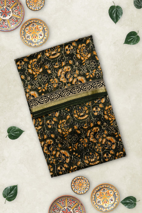 Ajrakh Block Print | Handloom 3 Piece Suit | Chanderi Cotton Silk