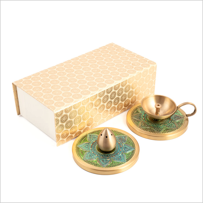 GIFT BOX : VRINDA DIYA + INCENSE HOLDER
