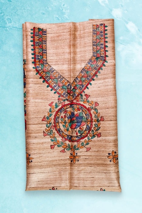 Madhubani Tussar | Handloom 2 Piece Suit | Hand Painted Heritage Art | Earth 3