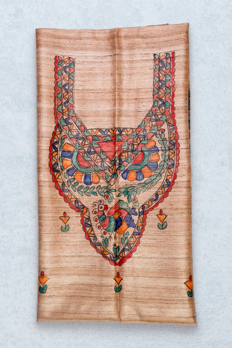 Madhubani Tussar | Handloom 2 Piece Suit | Hand Painted Heritage Art | Earth 8