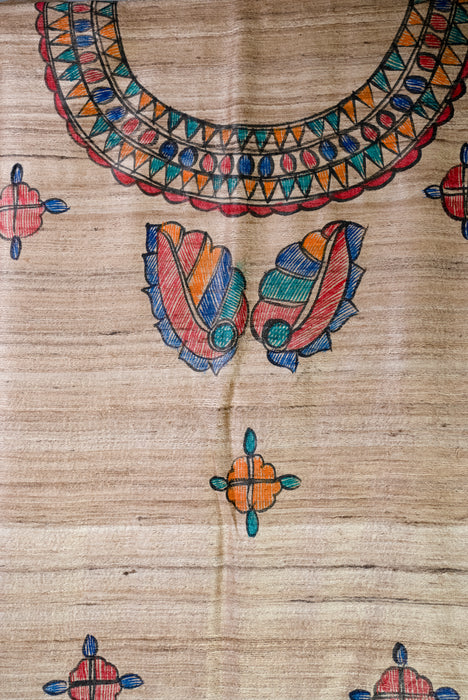 Madhubani Tussar | Handloom 2 Piece Suit | Hand Painted Heritage Art | Earth 9