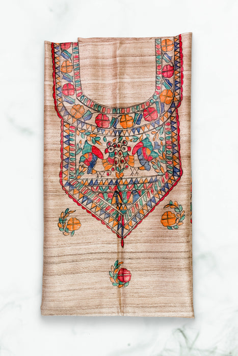 Madhubani Tussar | Handloom 2 Piece Suit | Hand Painted Heritage Art | Earth 4