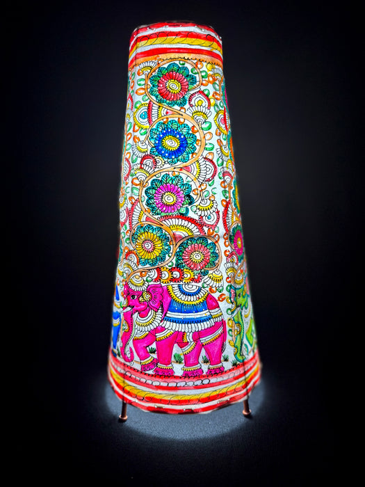 Tholu Bommalata | Floral Elephant Lamp Art | 16 Inch