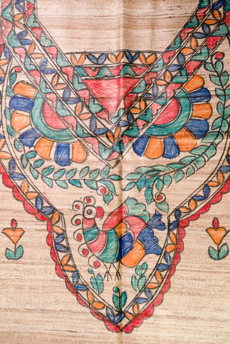 Madhubani Tussar | Handloom 2 Piece Suit | Hand Painted Heritage Art | Earth 8