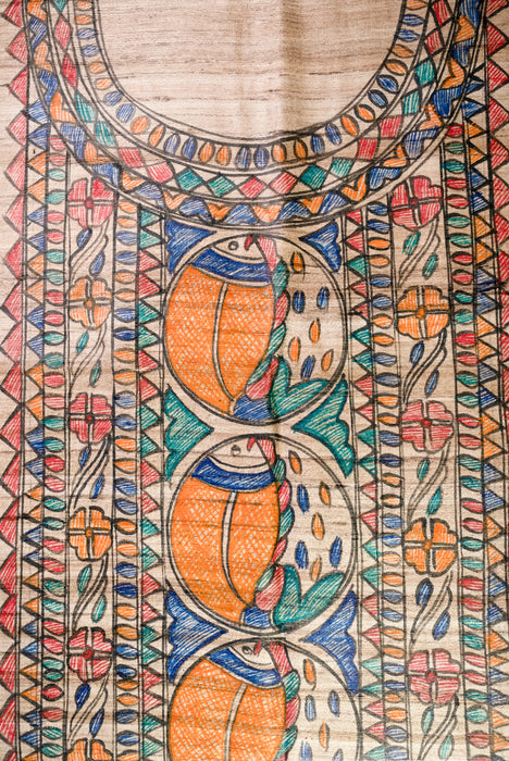 Madhubani Tussar | Handloom 2 Piece Suit | Hand Painted Heritage Art | Earth 7