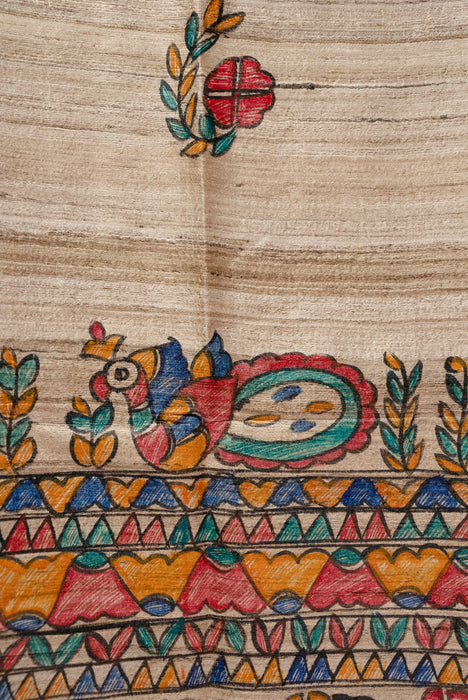 Madhubani Tussar | Handloom 2 Piece Suit | Hand Painted Heritage Art | Earth 2
