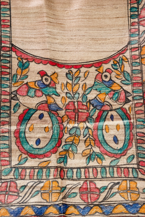 Madhubani Tussar | Handloom 2 Piece Suit | Hand Painted Heritage Art | Earth 2
