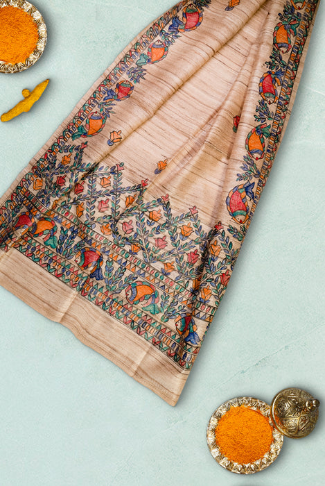 Madhubani Tussar | Handloom 2 Piece Suit | Hand Painted Heritage Art | Earth 7