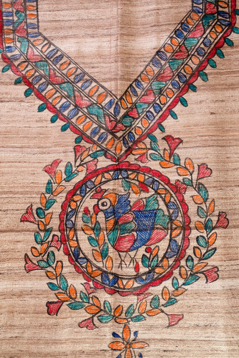 Madhubani Tussar | Handloom 2 Piece Suit | Hand Painted Heritage Art | Earth 3