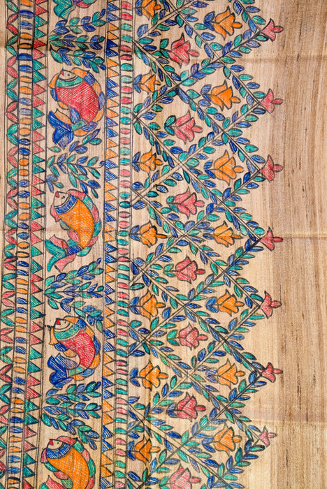 Madhubani Tussar | Handloom 2 Piece Suit | Hand Painted Heritage Art | Earth 7