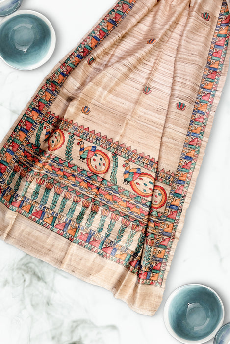 Madhubani Tussar | Handloom 2 Piece Suit | Hand Painted Heritage Art | Earth 4