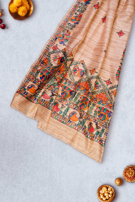 Madhubani Tussar | Handloom 2 Piece Suit | Hand Painted Heritage Art | Earth 8