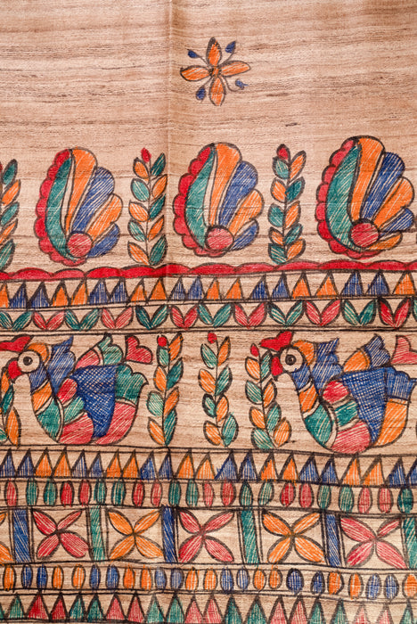 Madhubani Tussar | Handloom 2 Piece Suit | Hand Painted Heritage Art | Earth 3