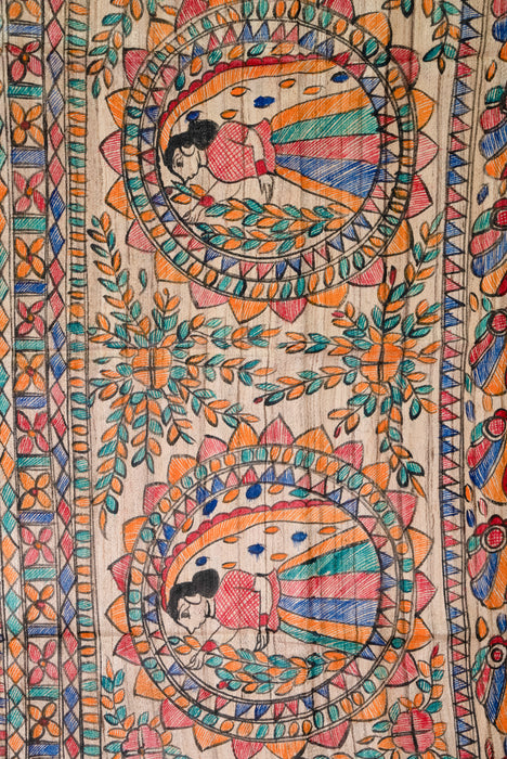 Madhubani Tussar | Handloom 2 Piece Suit | Hand Painted Heritage Art | Earth 9