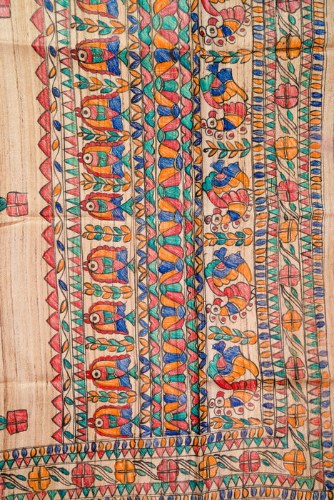 Madhubani Tussar | Handloom 2 Piece Suit | Hand Painted Heritage Art | Earth 5