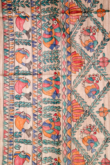 Madhubani Tussar | Handloom 2 Piece Suit | Hand Painted Heritage Art | Earth 8