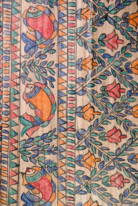 Madhubani Tussar | Handloom 2 Piece Suit | Hand Painted Heritage Art | Earth 7