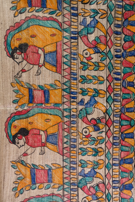 Madhubani Tussar | Handloom 2 Piece Suit | Hand Painted Heritage Art | Earth 2