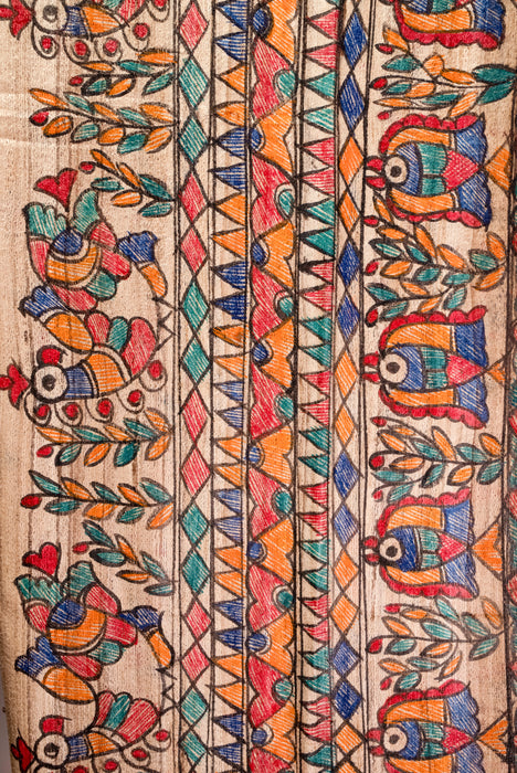 Madhubani Tussar | Handloom 2 Piece Suit | Hand Painted Heritage Art | Earth 3