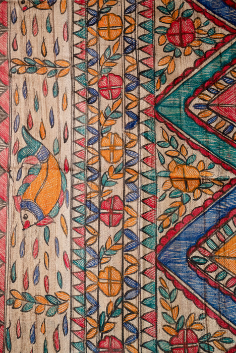 Madhubani Tussar | Handloom 2 Piece Suit | Hand Painted Heritage Art | Earth 1