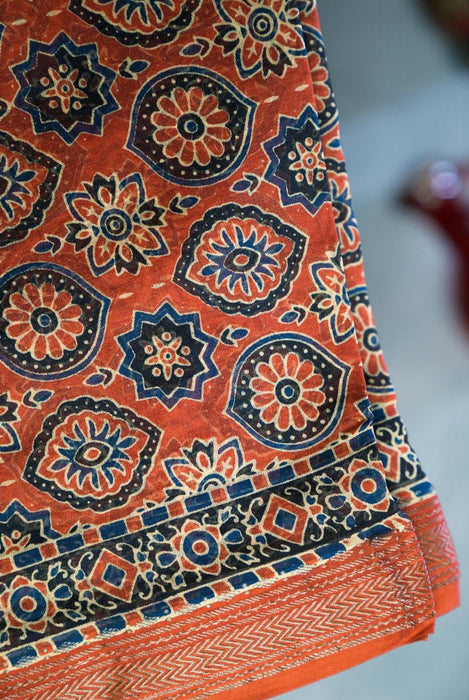 Ajrakh Block Print | Handloom 3 Piece Suit | Chanderi Cotton Silk