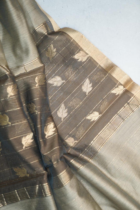 Elegant Brown Chanderi Cotton Silk Suit with Gold Booti Work