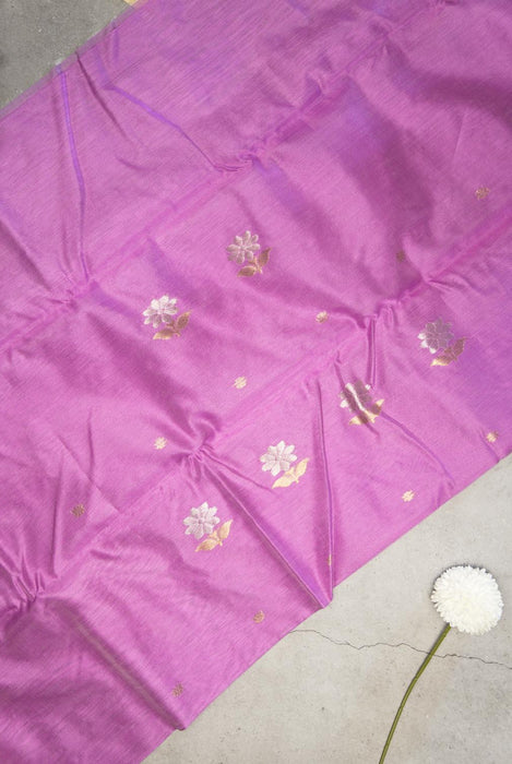 Regal Purple Chanderi Cotton Silk Suit with Zari Booti Work