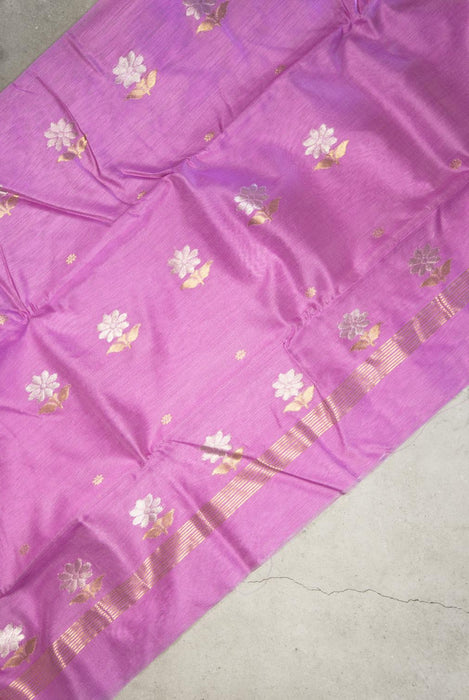 Regal Purple Chanderi Cotton Silk Suit with Zari Booti Work