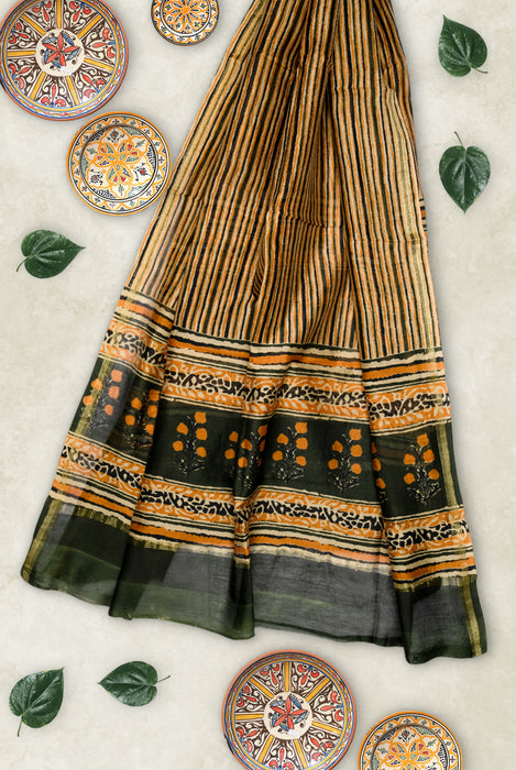 Ajrakh Block Print | Handloom 3 Piece Suit | Chanderi Cotton Silk