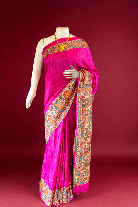 Madhubani Tussar | Handloom Saree | Hand Painted Heritage Art
