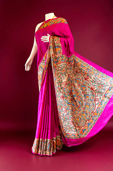 Madhubani Tussar | Handloom Saree | Hand Painted Heritage Art