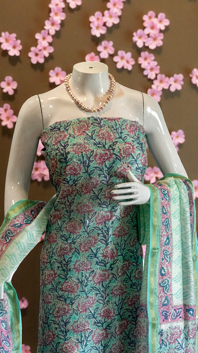 Kalamkari | Handloom 3 Piece Suit | Maheshwari Cotton Silk