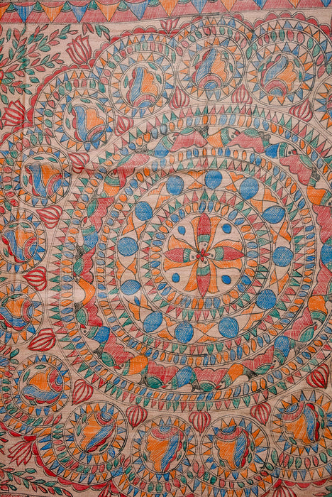 Madhubani Tussar | Handloom Saree | Hand Painted Heritage Art