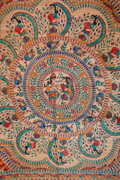 Madhubani Tussar | Handloom Saree | Hand Painted Heritage Art | Earth 5