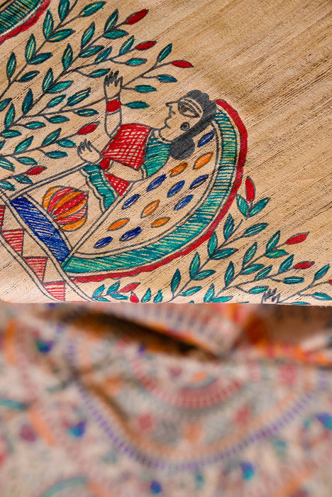 Madhubani Tussar | Handloom Saree | Hand Painted Heritage Art | Earth 5