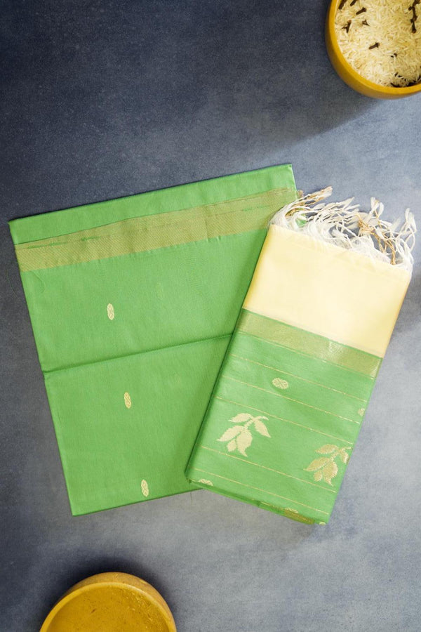 Charming Green Maheshwari Cotton Silk Suit with Booti Work