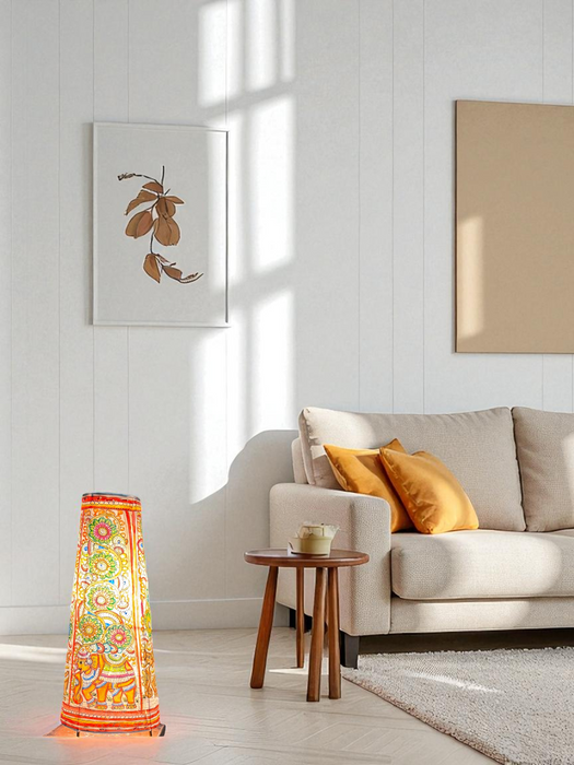 Tholu Bommalata | Floral Elephant Lamp Art | 16 Inch