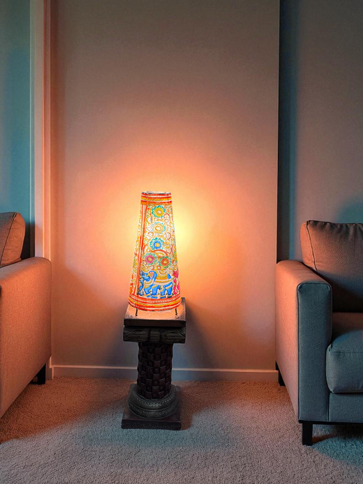 Tholu Bommalata | Floral Elephant Lamp Art | 16 Inch