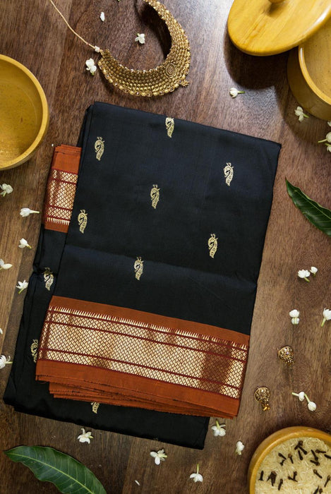 Timeless Black Pure Silk Paithani Saree with Traditional Zari Work