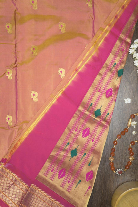 Radiant Pink Fuchsia Pure Silk Paithani Saree with Zari Pallu