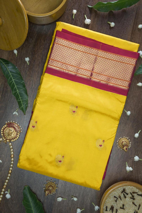 Vibrant Yellow and Magenta Pure Silk Paithani Saree with Zari Work