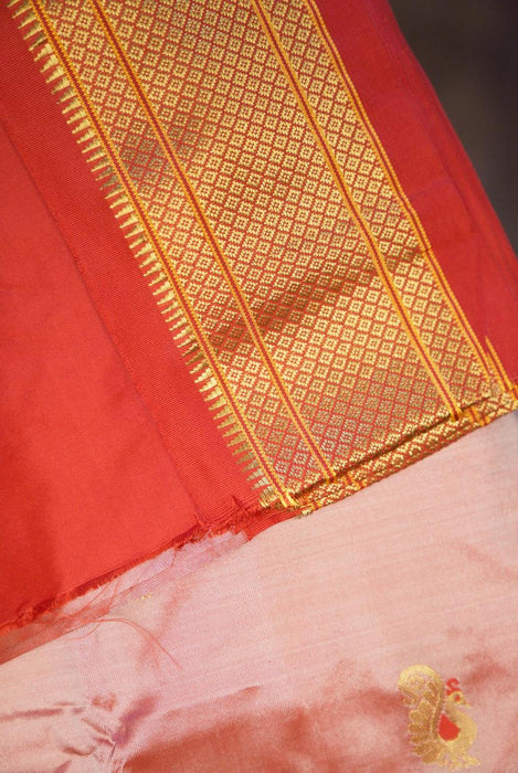 Stunning Fuchsia Pure Silk Paithani Saree with Zari Work