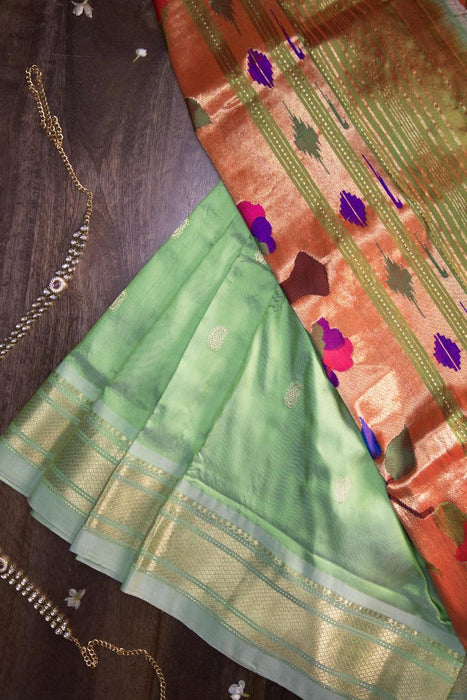 Graceful Green Pure Silk Paithani Saree with Traditional Design