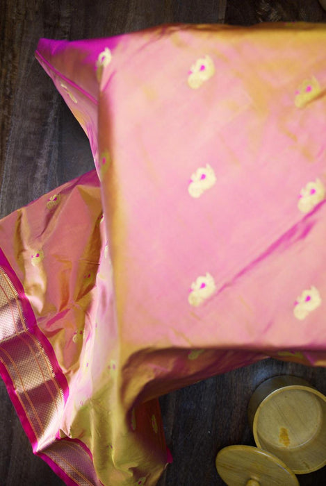 Radiant Pink Fuchsia Pure Silk Paithani Saree with Zari Pallu