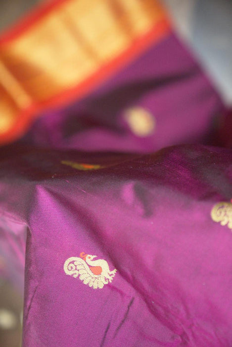 Rich Purple Pure Silk Paithani Saree with Intricate Zari Work