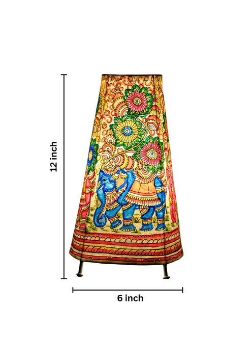 Tholu Bommalata | Elephant and Floral Lamp Art | 12 Inch