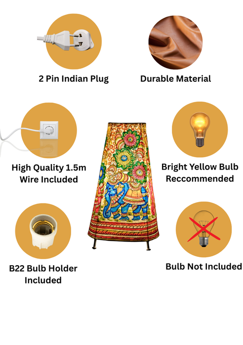Tholu Bommalata | Elephant and Floral Lamp Art | 12 Inch